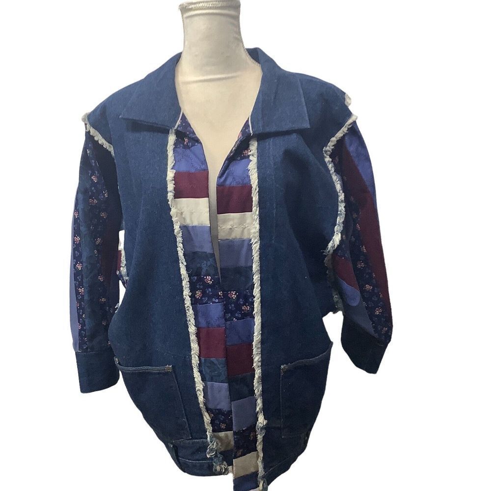 Upcycled OOAK denim Jeans‎ to JACKET Rustler XL Open Front Batwing Sleeve